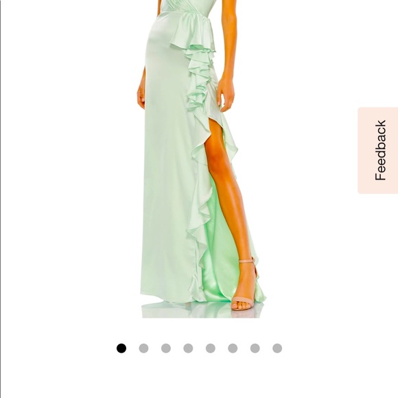 Mac Duggal satin ruffle asymmetrical gown - Picture 3 of 8